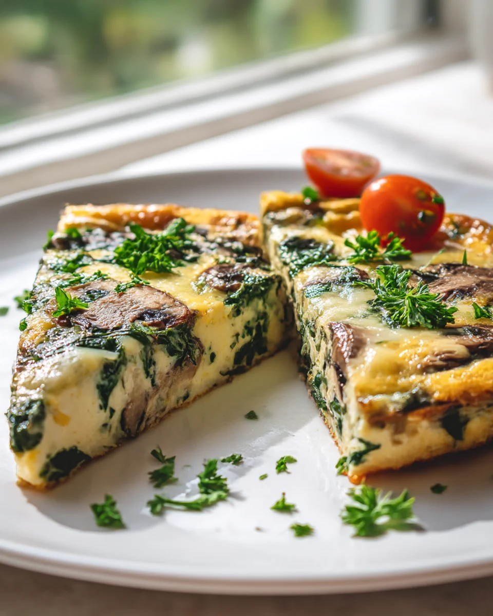 Delicious Cheesy Spinach and Mushroom Frittata Recipe