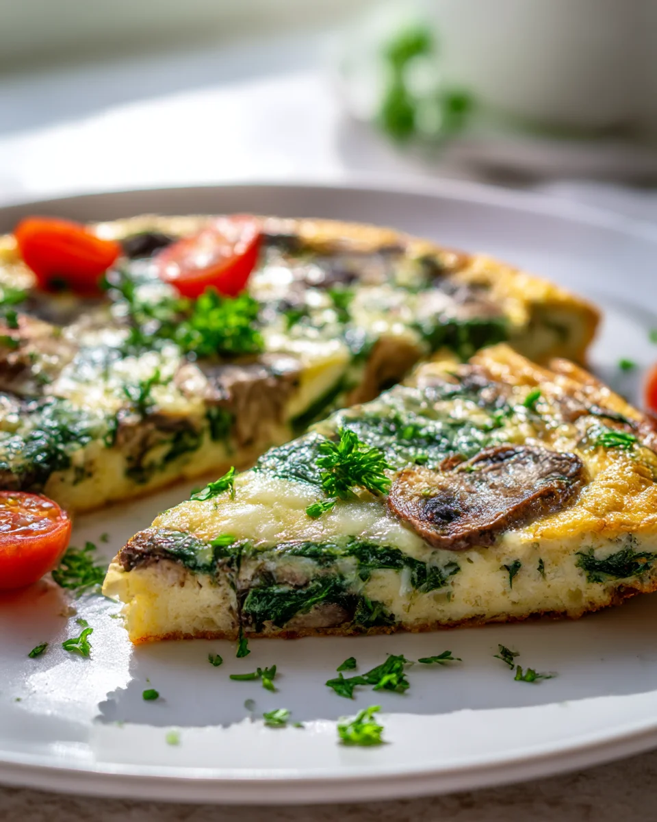 Delicious Cheesy Spinach and Mushroom Frittata Recipe