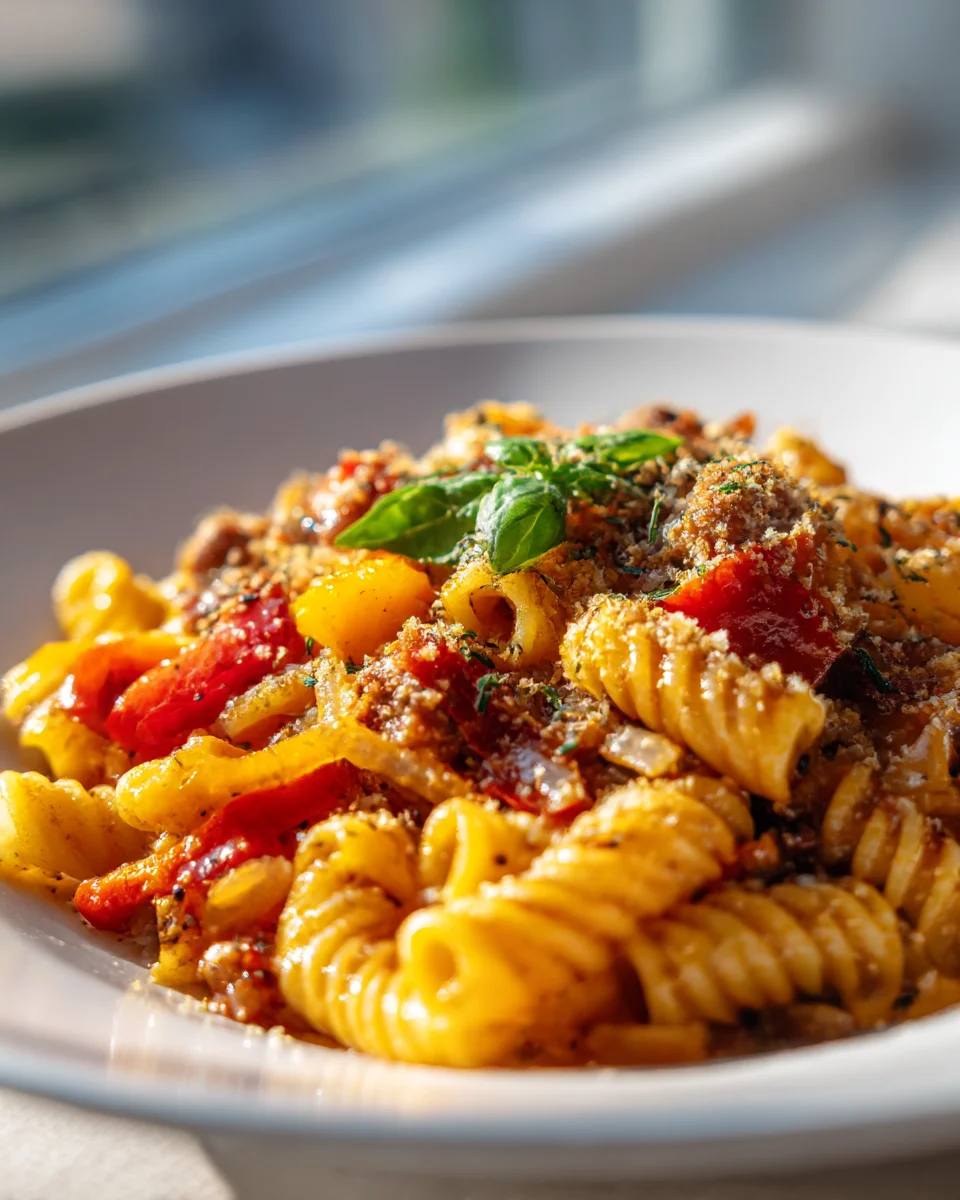 Flavorful Sweet Pepper Beef Sausage Pasta: Your New Favorite!