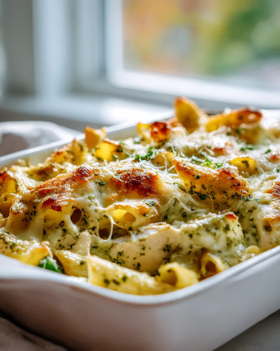 Quick & Easy Creamy Pesto Chicken Pasta Bake Recipe