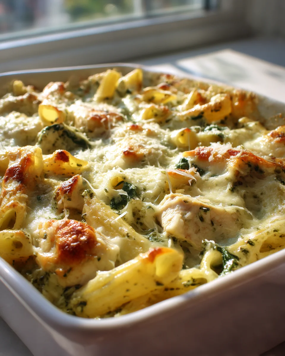 Quick & Easy Creamy Pesto Chicken Pasta Bake Recipe