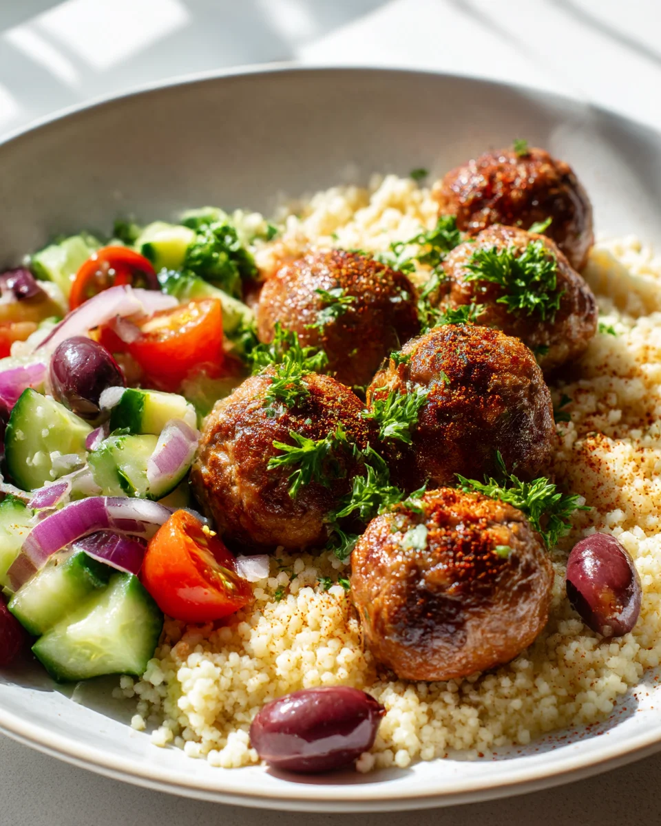 Mediterranean Beef Meatball Bowl Delight