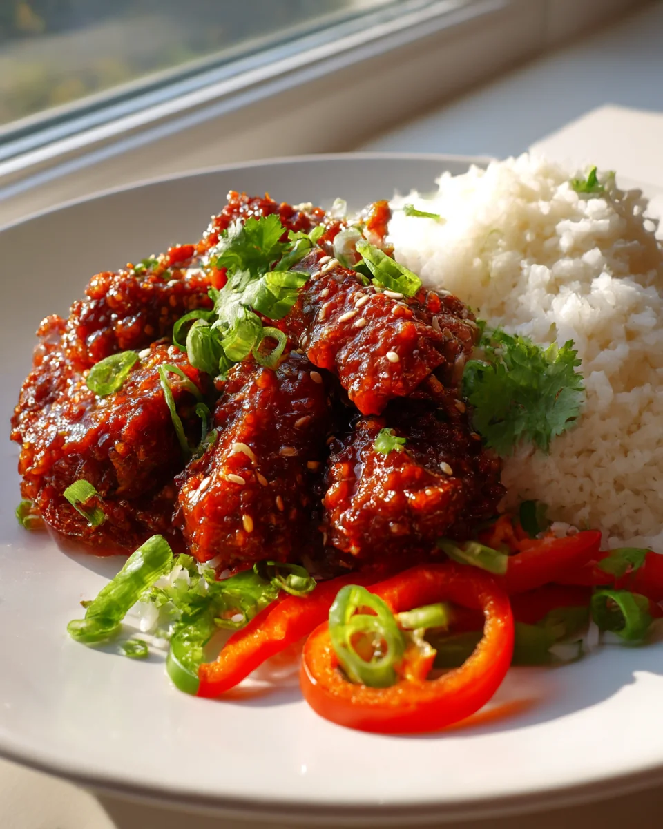 Crispy Beef Delight with Spicy Rice