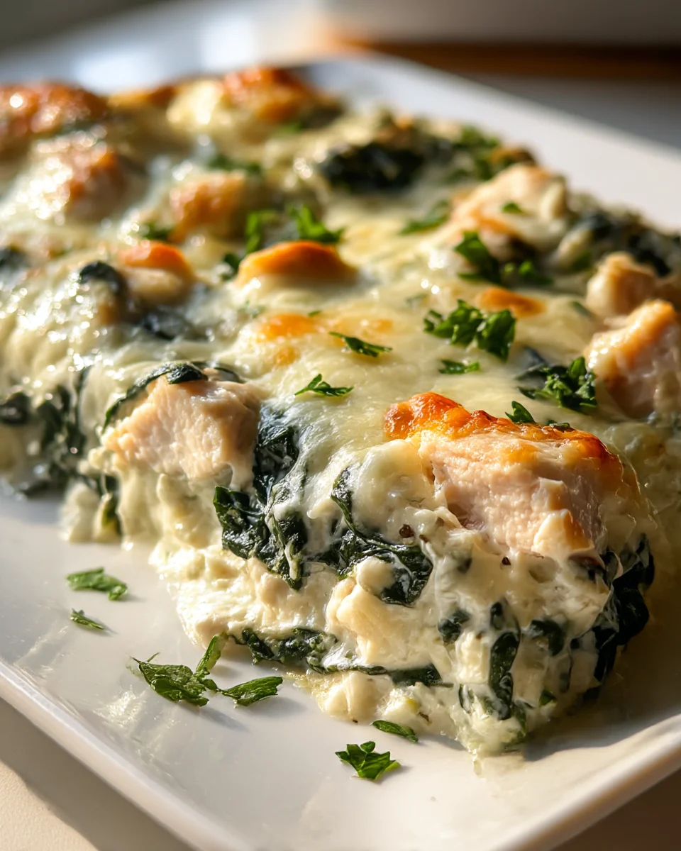 Creamy Chicken and Spinach Casserole with Cream Cheese Delight