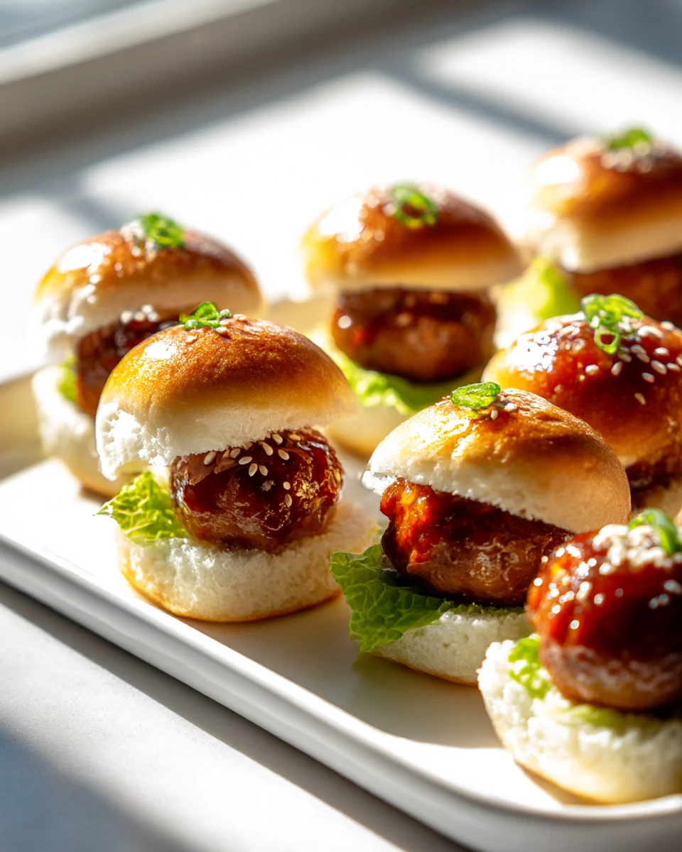 Korean BBQ Beef Meatball Sliders with Soft Buns