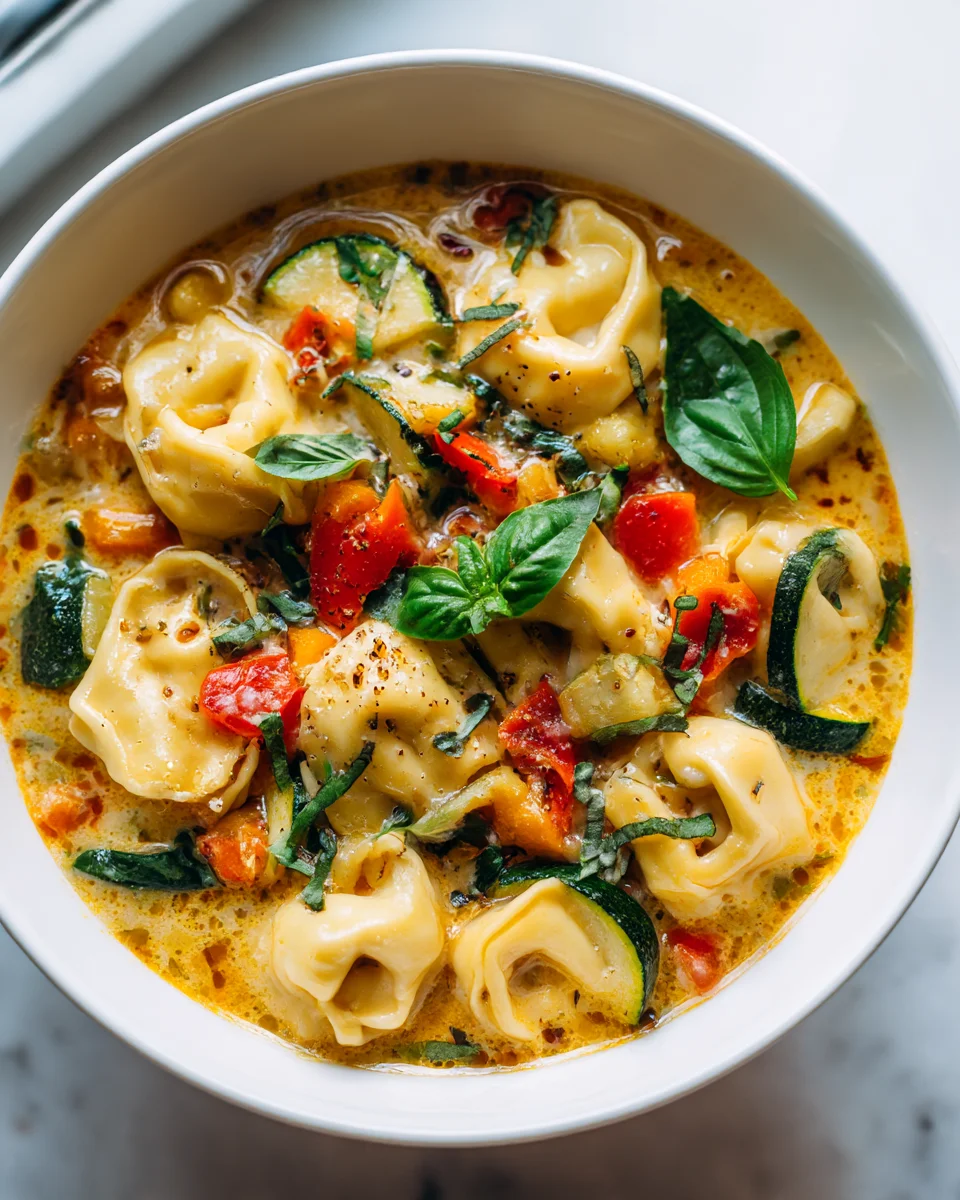 Delicious Roasted Veggie and Cheese Tortellini Soup Recipe