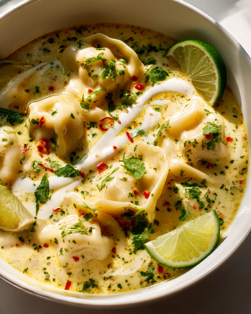Silky Coconut Beef Dumpling Soup