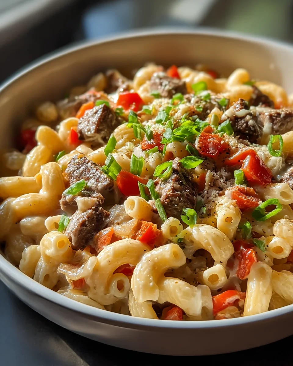 Steak Pepper Jack Queso Mac: Creamy, Cheesy, and Savory!