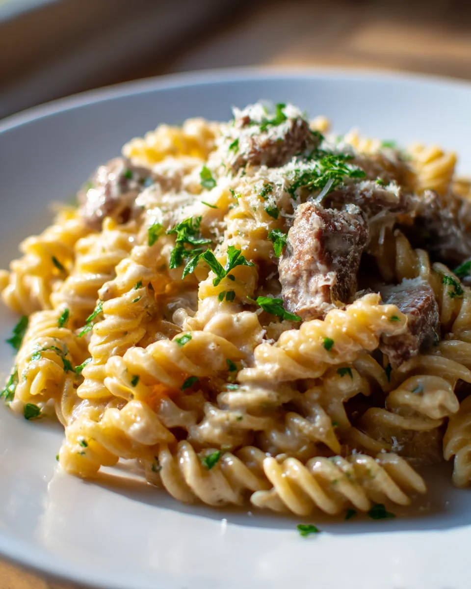 Garlic Parmesan Beef and Rotini Casserole Recipe Delight