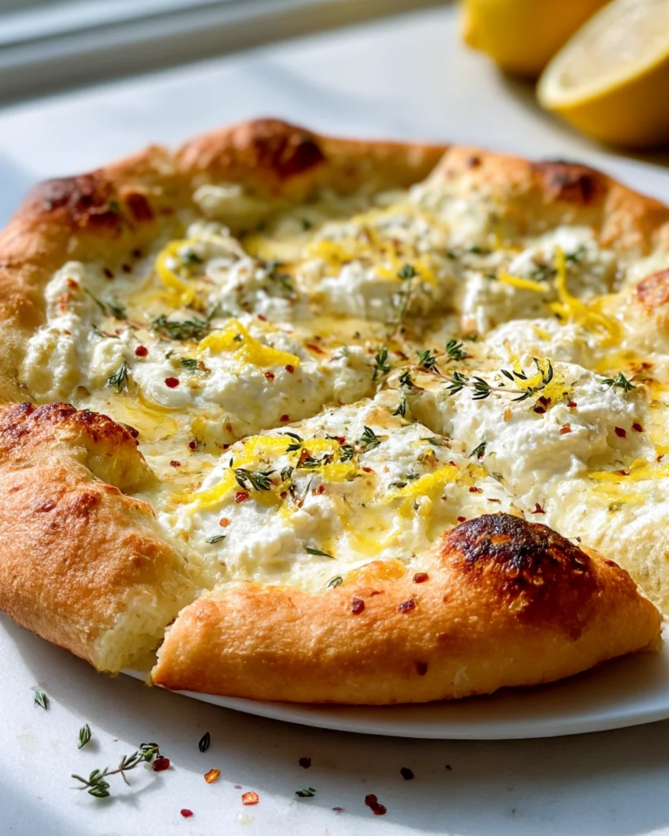 Lemon Pizza with Ricotta, Mozzarella & Thyme Recipe Delight