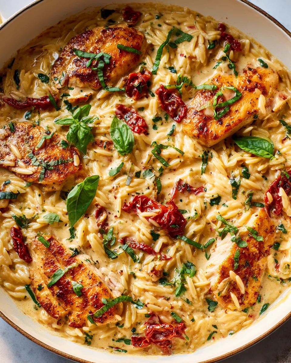 Creamy Marry Me Beef Orzo Skillet with Sun-Dried Tomatoes