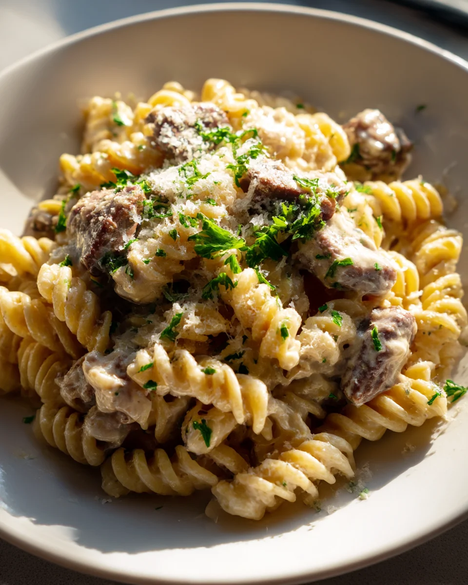 Garlic Parmesan Beef and Rotini Casserole Recipe Delight