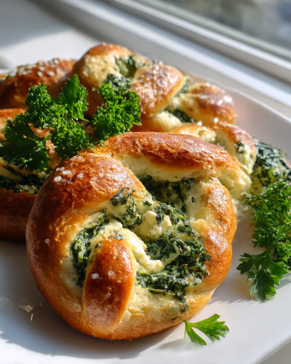 Spinach & Feta Stuffed Pretzel Twists: A Savory Snack Delight