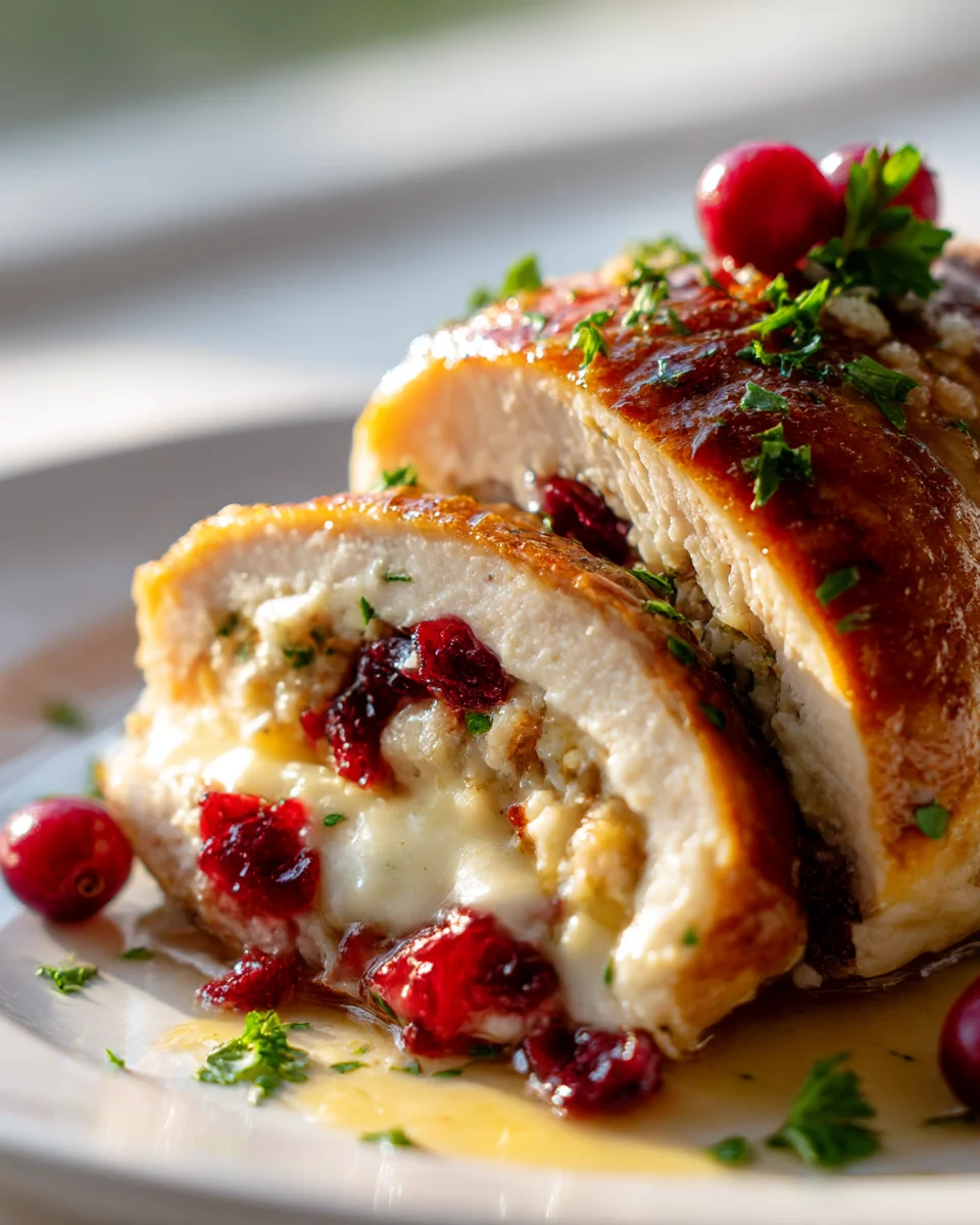 Festive Cranberry Brie Stuffed Chicken Breast Recipe Delight