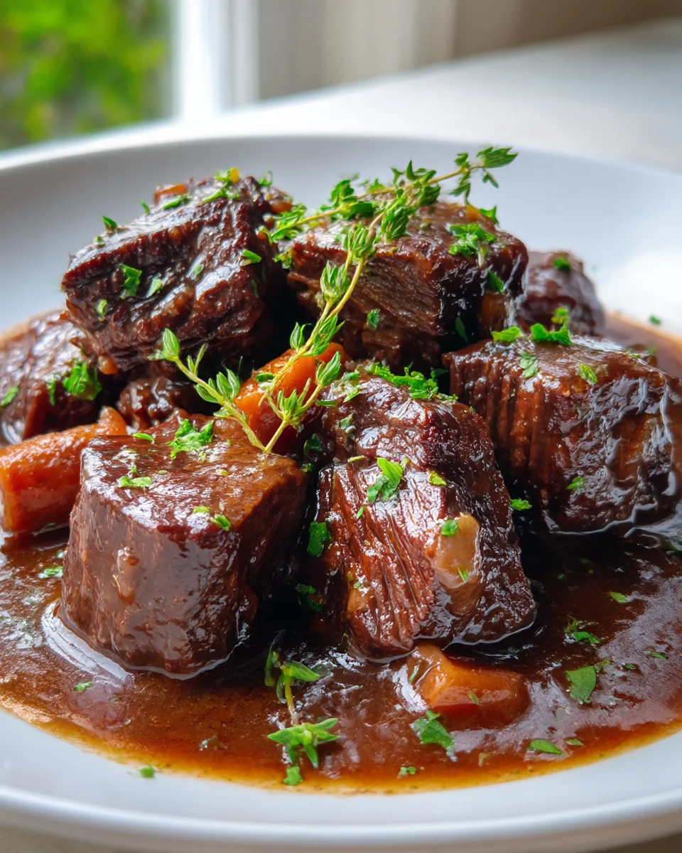 Slow Cooked Beef in Burgundy Sauce