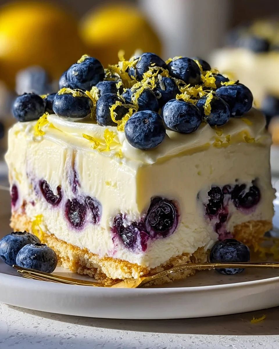 Lemon Blueberry Bliss No-Bake Cake