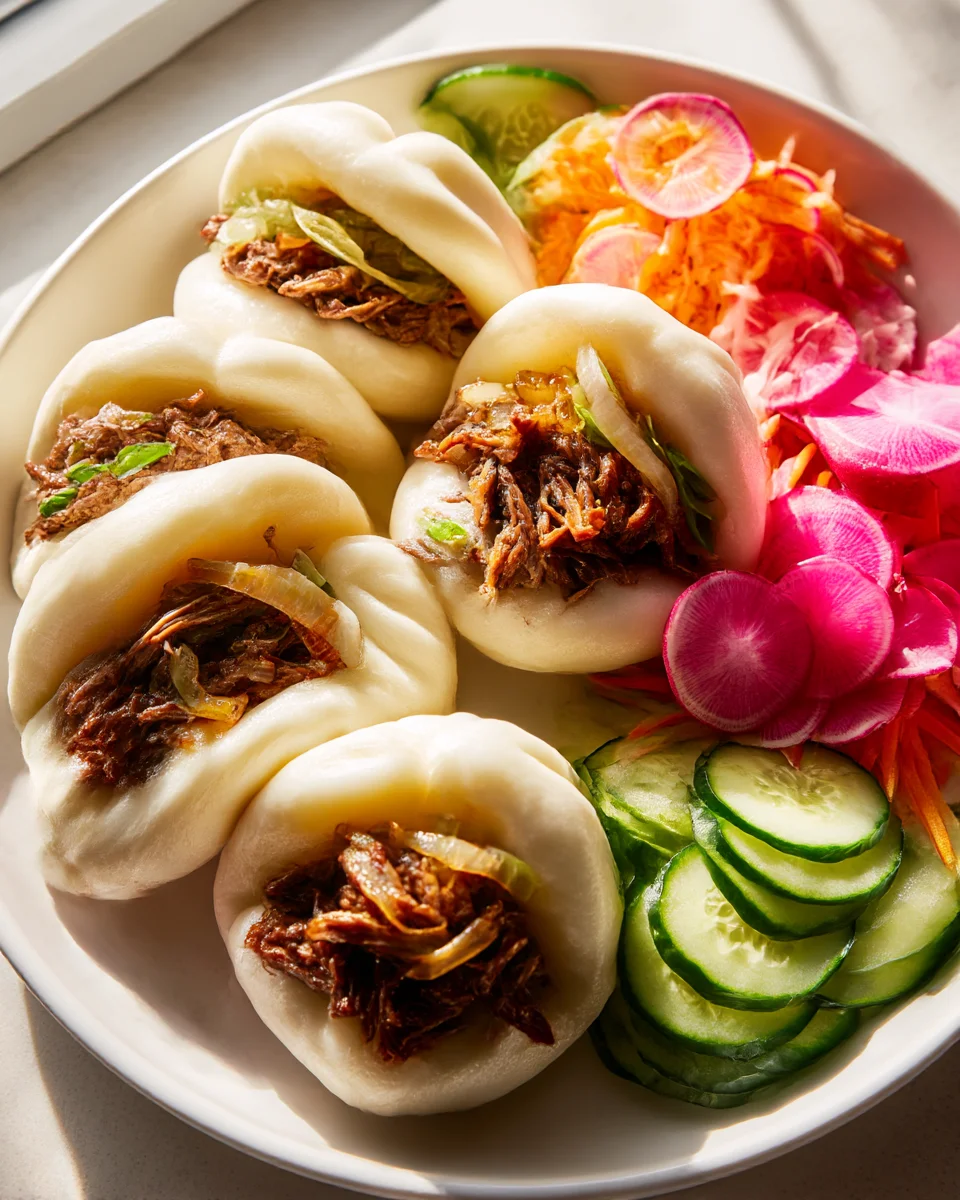 Beef and Onion Bao Buns with Pickled Vegetables