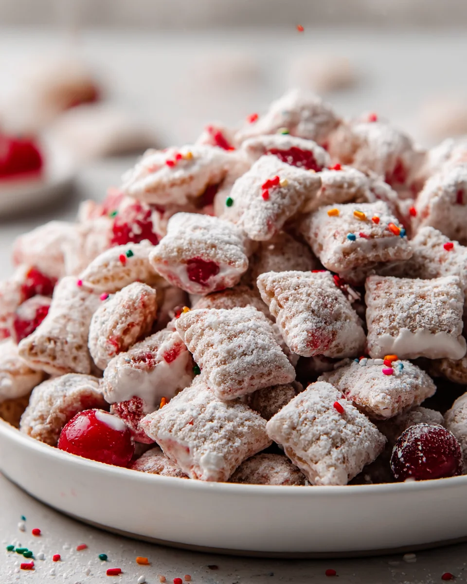 Cherry Cheesecake Puppy Chow Bliss