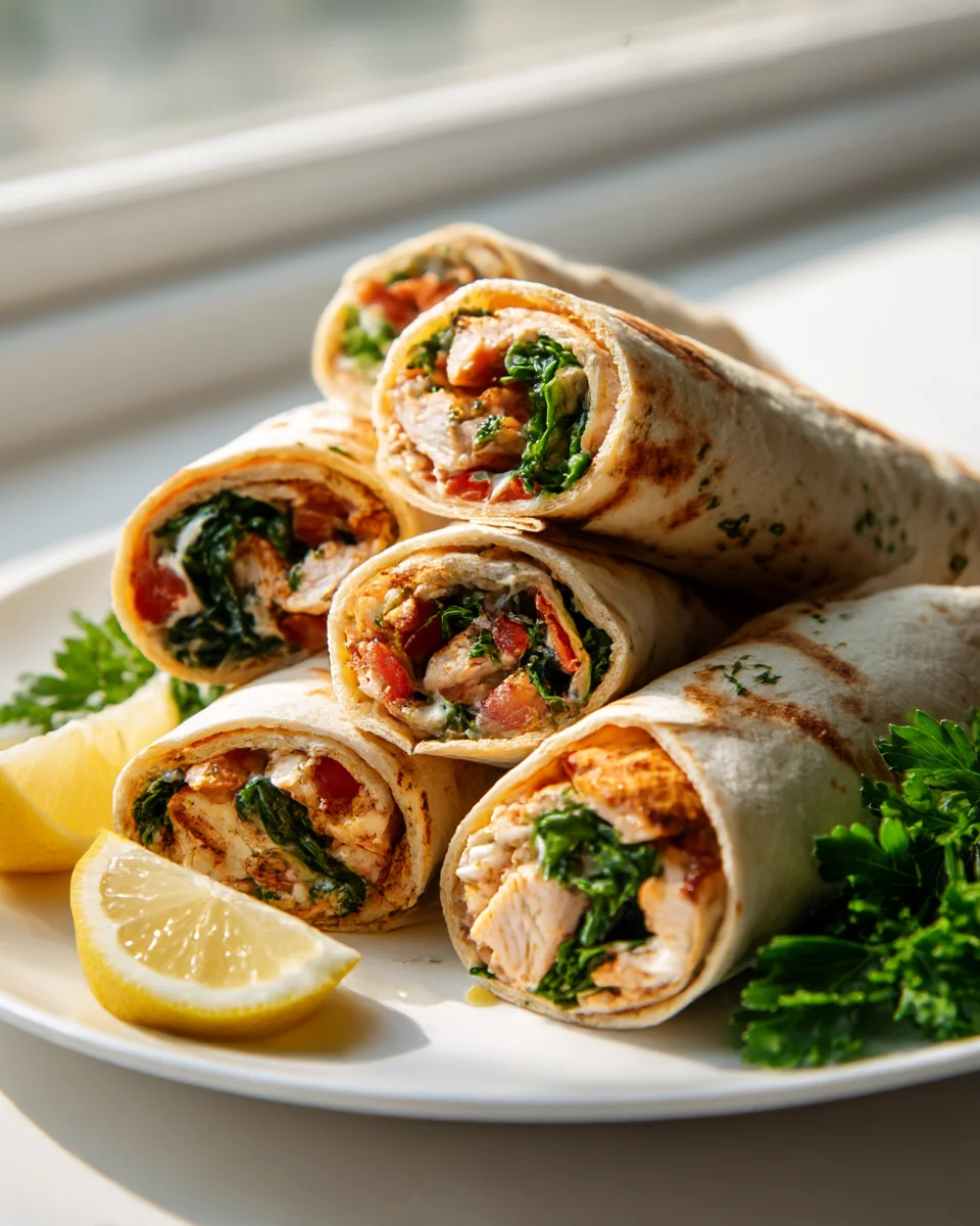 Lemon Herb Mediterranean Chicken Wraps