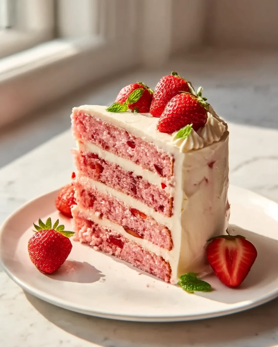 Delicious Strawberry Cake with Cream Cheese Frosting Recipe