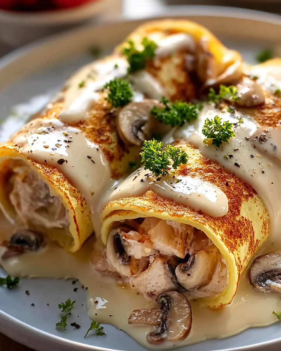 Creamy Chicken and Mushroom Crepes Delight