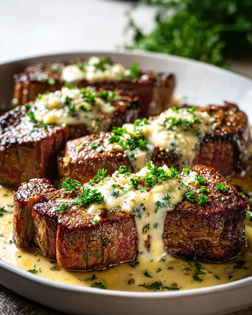 Sizzling Garlic Butter Steak with Creamy Parmesan Sauce